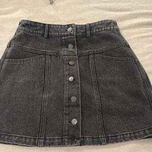 Lulu's Black Jean skirt with Faded Wash and Classic Stitching
